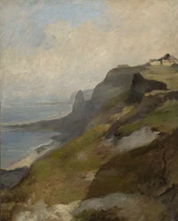 Cliffs of Normandy, cca 1850 (olej na dřevovláknité desce, upevněno na Masonite)