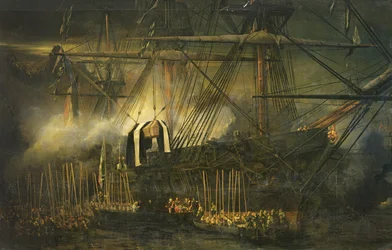 Přeprava Napoleonova popela na palubě lodi „Belle-Poule“ na Svaté Heleně, 15. října 1840, 1842