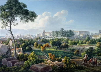 Pohled na pahorek Esquiline, Řím, kolem roku 1800