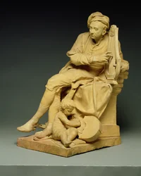 George Frederick Handel (1685-1759) model pro mramorovou sochu nyní v muzeu Victoria und Albert, 1738 (terakota)