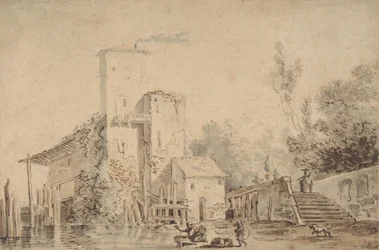 Statek u řeky s figurami, 1765.