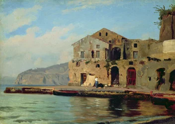Beach House v Sorrento (olej na papíře na plátně)