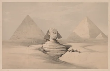 Egypt a Núbie: svazek I – č. 18, Velká sfinga, pyramidy v Gizeh, pohled zepředu