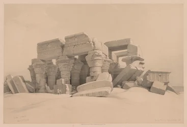 Egypt a Núbie: Svazek I – č. 1, č. 2, Pozůstatky sloupořadí chrámu Kom Ombo, 1838.