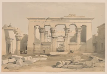 Egypt a Núbie: svazek I – č. 28, Portico of the Temple of Kalabshi, 1838.