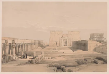 Egypt a Núbie: svazek I – č. 42, Velký přístup k chrámu Philae, Núbie, 1838.