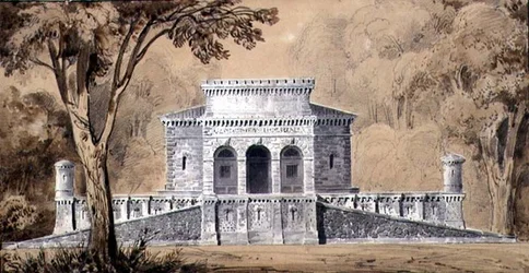 Pohled na Gendarmerie Imperiale, cca 1825 (pero a inkoust a pero na papíře)