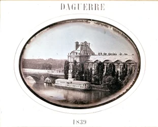 Daguerre: Pavillon de Flore, Louvre, Paříž 1839 (daguerrotypie)