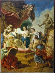 Ruská císařovna Alžběta (carina Alžběta I. Petrovna Romanovová, známá jako Clemente (1709-1762), patronka umění. (Císařovna Alžběta Petrovna jako patronka umění). Obraz Louis Jean Francois Lagrenee (1725-1805), olej na webu