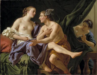 Merkur, Herse et Aglaurus - Merkur, Herse a Aglaurus, Lagrenee, Louis-Jean-Francois (1725-1805). Olej na plátně