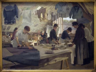 Ripperova dílna v Trouville. Obraz Louis Joseph Anthonissen (1849-1913), Olej na plátně