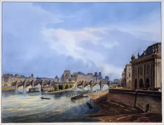 Pohled na Pont Neuf - v „Paříži roku 1837“ od Arnouta