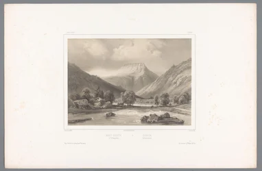 Pohled na Gaustatoppen v Telemarku Mont-Gousta à Tellemarken / Gousta. Tellemarken (název na objektu) Tváře ve Skandinávii (název série) Vues du Nord. Norvege (název série)