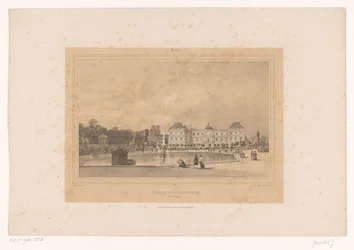 Pohled na Lucemburský palác z Jardin du Luxembourg Palais du Luxembourg, Côté du Jardin (název na objektu) Gezichten in en om Paris (název série) Paris (název série na objektu)