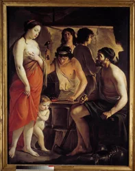 Přijďte do Vulcanovy kovárny. Obraz Louis Le Nain (1593-1648)