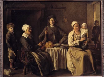 Návrat z křtu neboli „Šťastná rodina“, 1642. Rozměry 0,61 x 0,78 m