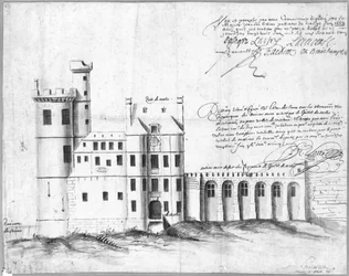 Fasáda Porte a Hotel de Nesle, 1662 (pero a inkoust a mytí na papíře)