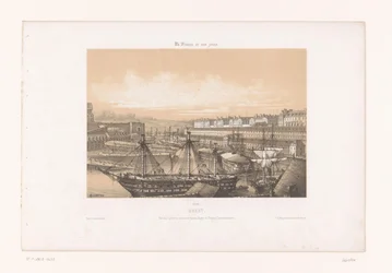 Pohled na Arsenal v přístavu Brest Brest. Vue des Corderies hautes et bass, Bagne a Hôpital Clermontonnerre (název na objektu) Současná Francie (název série) La France de nos jours (název série na objektu)