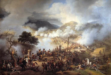 Španělské tažení: „“ Bitva u průsmyku Somo Sierra v Kastilii dne 30. 11. 1808““ Obraz Louis Francois Lejeune (1775-1848) 1810 Ne. 2,1x2,6m.