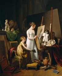 Malířský ateliér, c. 1800 (olej na plátně)