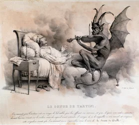 Sen italského skladatele Giuseppe Tartiniho, který viděl ďábla hrajícího na housle, jenž se stal Ďábelskou trilovou sonátou (Ilustrace)