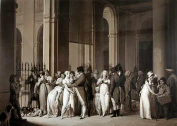 Galerie královského paláce. Kresba Louis Leopold Boilly (1761 - 1845)