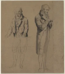 Studie dvou stojících figur pro hru kulečník, c. 1807.