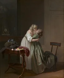 Dvě mladé ženy líbající, c. 1790-1794 (olej na plátně)