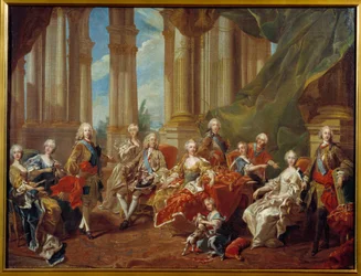 Španělský král Filip V. (1683 - 1746) a jeho rodina. Skica Louis Michel Van Loo (1707-1771)