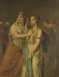 Herečky Joanna Cornelia Ziesenis-Wattier (1762-1827) a Geertruida Jacoba Grevelink-Hilverdink (1786-1827) ve filmu Ifigenia (1674) Jeana Racina (1639-99)