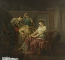 Smrtelně zraněný Markus Antonius s Kleopatrou