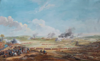 Perspektivní pohled na bitvu u Lauffeldu (Lawfeld 2. července 1747)