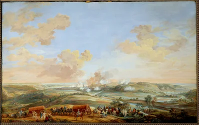 Válka o dědictví Rakouska (1741-1748): “” Obléhání hradů Namur hrabětem z Clermontu od 24. do 30. září 1746”” Kvaš Louis Nicolas Van Blarenberghe (1716-1794) 1782 Ne. 0,59x0,94 m Versailles, zámecké muzeum
