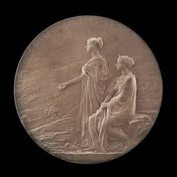 Personifikace důvěry a průmyslu v krajině [reverse], 1900.