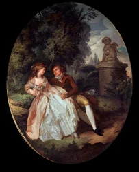 Scéna z Galante (s Cupidem) Obraz Louise Trinquesse (1746-1800) Tours 18. století, Musee des Beaux Arts