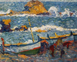 Stávka v Llanca, Španělsko; La Greve de Llanca, Španělsko, kolem roku 1896 (olej na plátně)