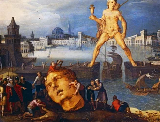 Rhodský kolos (olej na dřevě)