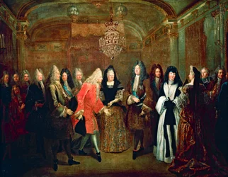 Ludvík XIV. přijímá ve Fontainebleau dne 27. září saského kurfiřta Fridricha Augusta II.