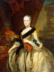 Portrét Marie Josephy, polské královny, stojící tři čtvrtiny délky,