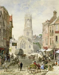 All Saints Pavement, York (akvarel a tělová barva na papíře)