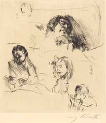 Různé portrétní skici portrétní studie, 1920.