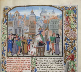 Poprava Guillauma Sanche IV de Pommiers, vikomta z Fronsacu v Bordeaux v roce 1375, asi 1470-1475.