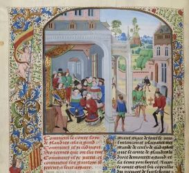Pocta Ludvíku II. z Male deputací z Gentu, cca 1470-1475.