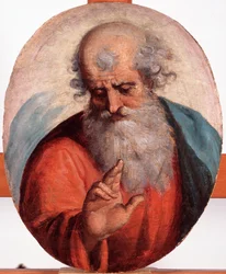 Znázornění Svatého otce (Věčný otec) Obraz Luca Cambiaso (1527-1585) Rozměr 41,7x33,5 cm Genes, Musei di Strada Nuova (dříve Palazzo Bianco)