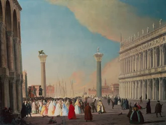 Piazzetta, Benátky, při pohledu na jih z přední části fasády San Marco (olej na plátně)