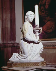Anděl drží svíčku (glazovaná keramika) (detail viz 97638) (pár viz 97635-6)