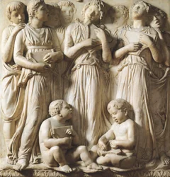 Detail z Cantoria (galerie sborů) v katedrále Santa Maria del Fiore, Florencie