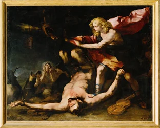 Apollón a Marsyas (malba na plátně)