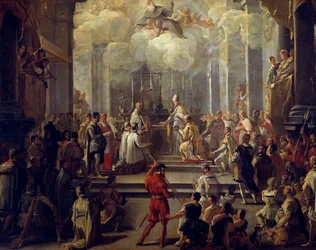 Zasvěcení kněze, od Lucy Giordana (1634-1705), olej na plátně