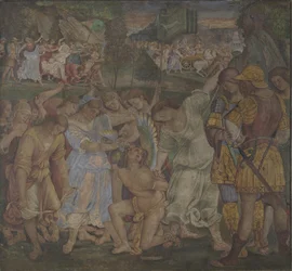 Triumf cudnosti: Láska odzbrojená a svázaná fresky z Palazzo del Magnifico, Siena, 1509